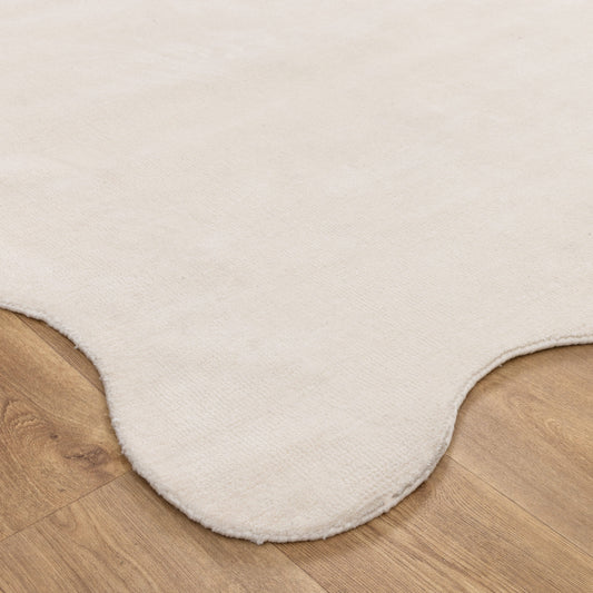 Ollie Scalloped Irregular Round Rug Ivory