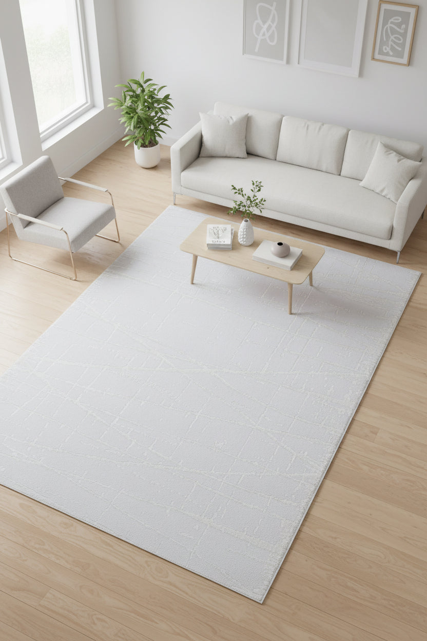 Gray textured rug on a white background