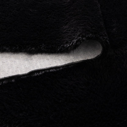 Lyla Machine Washable Shaggy Black Round Rug
