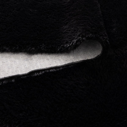 Lyla Machine Washable Shaggy Black Runner