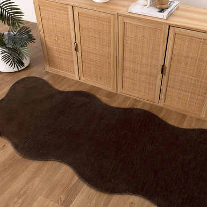 Ollie Scalloped Irregular Runner Chocolate