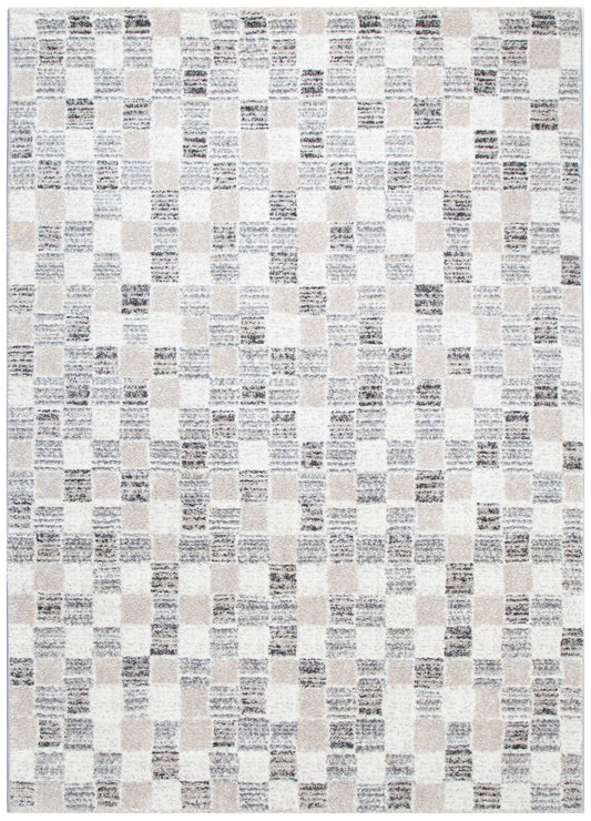 Dorado Checkered Rug – Grey & Beige