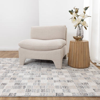 Dorado Checkered Rug – Grey & Beige