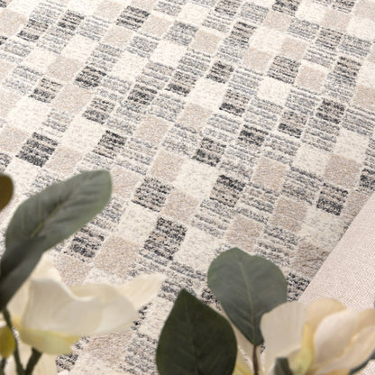 Dorado Checkered Rug – Grey & Beige