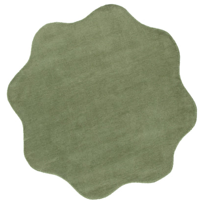 Ollie Scalloped Irregular Round Rug Green