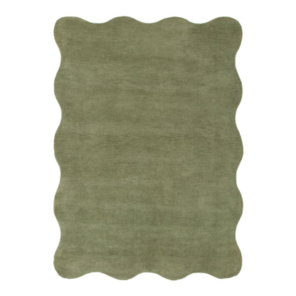 Ollie Wavy Scalloped Rug – Sage Green
