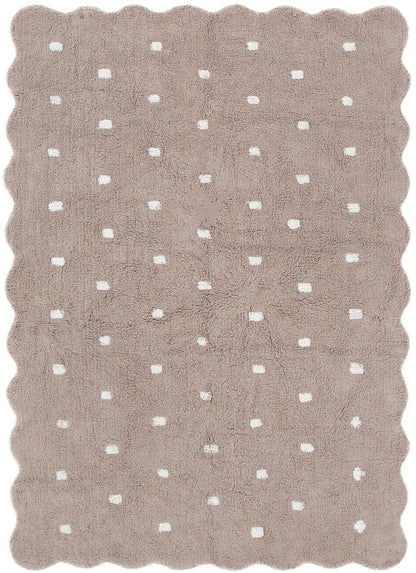Mellow Rectangle Scalloped Kids Rug Mushroom Beige: New Arrival
