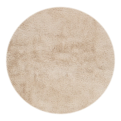 Lyla Machine Washable Shaggy Natural Round Rug