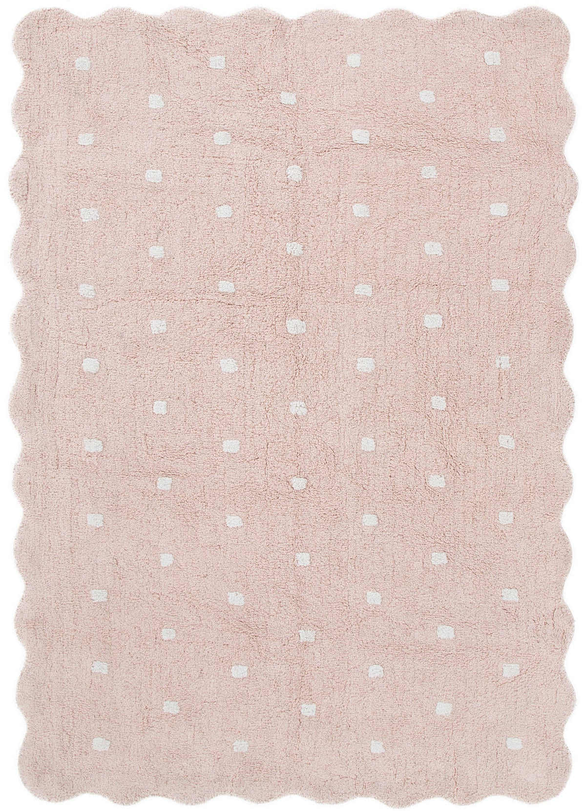 Mellow Rectangle Scalloped Kids Rug Blush Pink: New Arrival