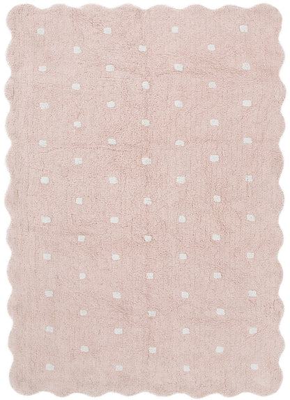 Mellow Rectangle Scalloped Kids Rug Blush Pink: New Arrival