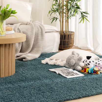 Lune Fluffy Shaggy Rug – Teal