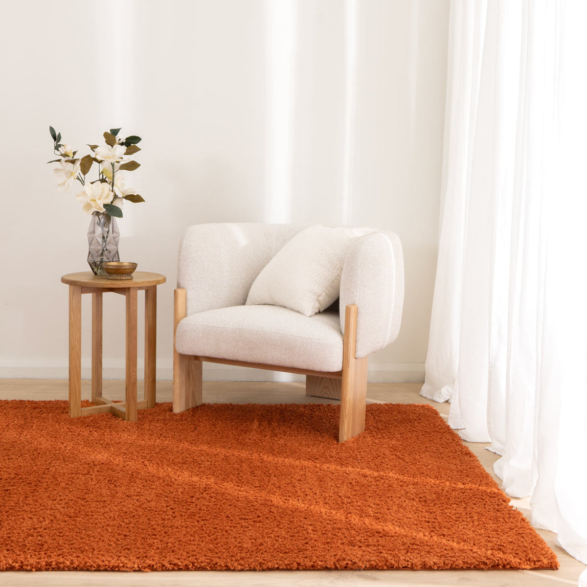 Lune Fluffy Shaggy Rug – Terracotta