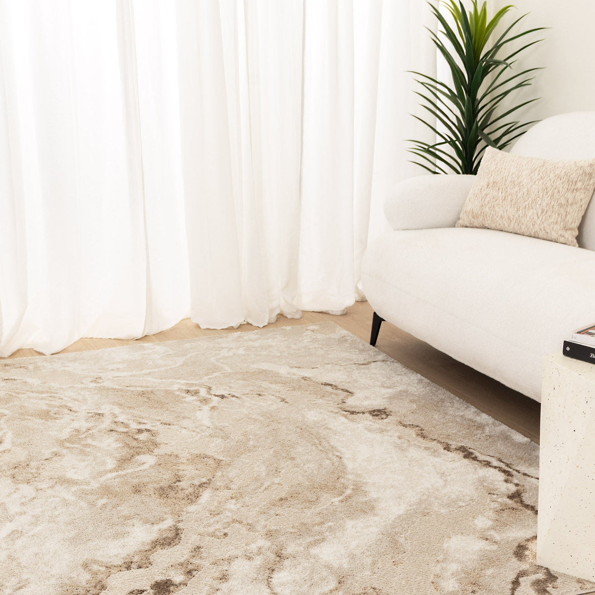 Edition Marble Abstract Rug – Beige