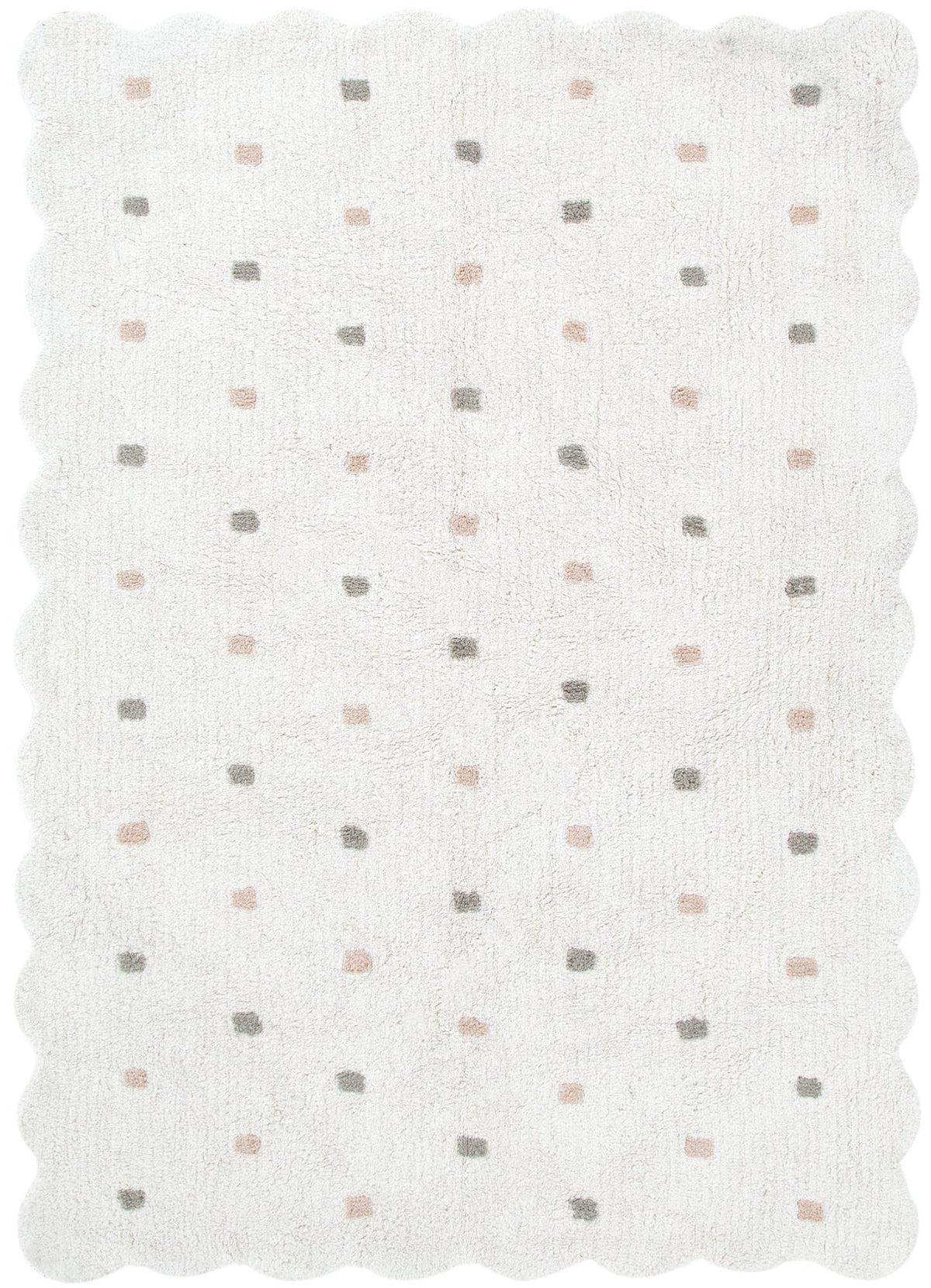 Mellow Rectangle Scalloped Kids Rug White & Multi: New Arrival