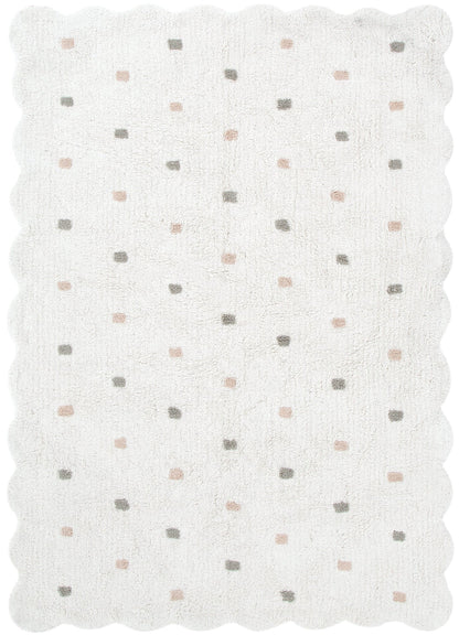 Mellow Rectangle Scalloped Kids Rug White & Multi: New Arrival