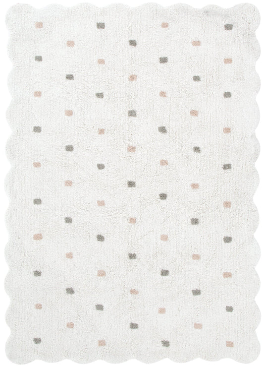 Mellow Rectangle Scalloped Kids Rug White & Multi: New Arrival