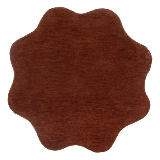 Ollie Scalloped Irregular Round Rug Terracotta