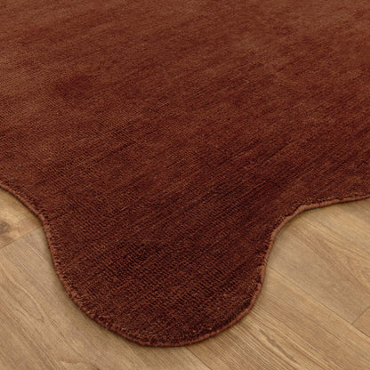 Ollie Scalloped Irregular Round Rug Terracotta