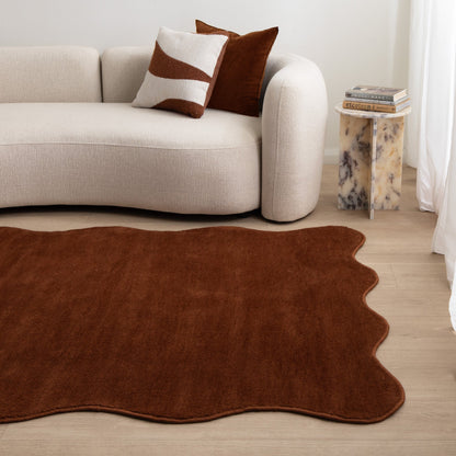 Ollie Scalloped Irregular Rug Terracotta