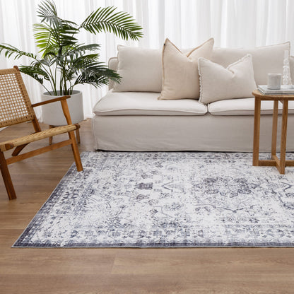Washwell Washable Vintage Medallion Rug – Blue