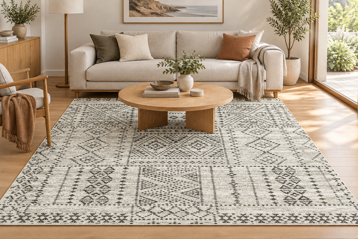 Argentina Pelago rug styled in a contemporary loungeroom